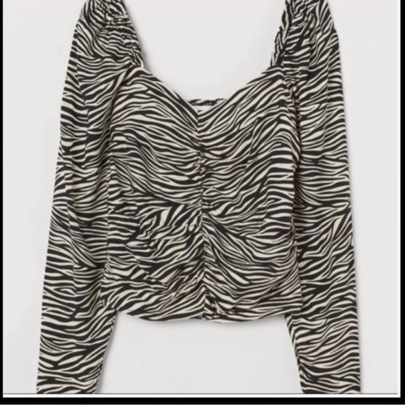 H&M Tops - H&M Puff Sleeve Zebra Print Blouse